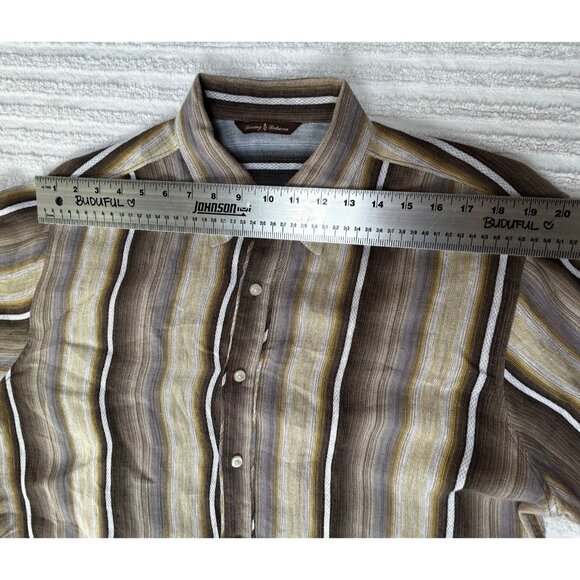 Tommy Bahama Men's Large Casual Button Up Shirt Long Sleeve Striped Linen - Picture 5 of 7